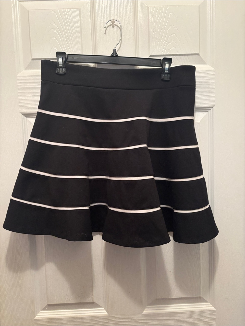 INC International Concepts Black Skater Skirt with White Stripe Details